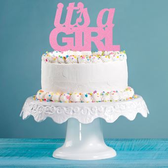 Picture of ITS A GIRL CAKE TOPPER PINK